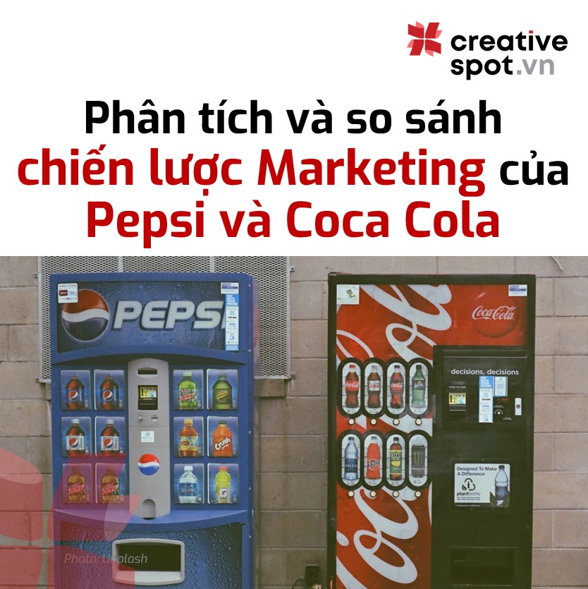 Hình ảnh hai tủ bán hàng tự động của Pepsi và Coca Cola đứng cạnh nhau.