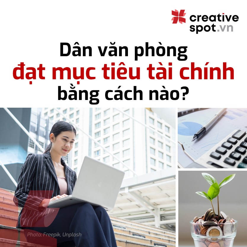 Nư nhân viên văn phòng đang ngồi làm việc bên ngoài một tòa nhà cao tầng.